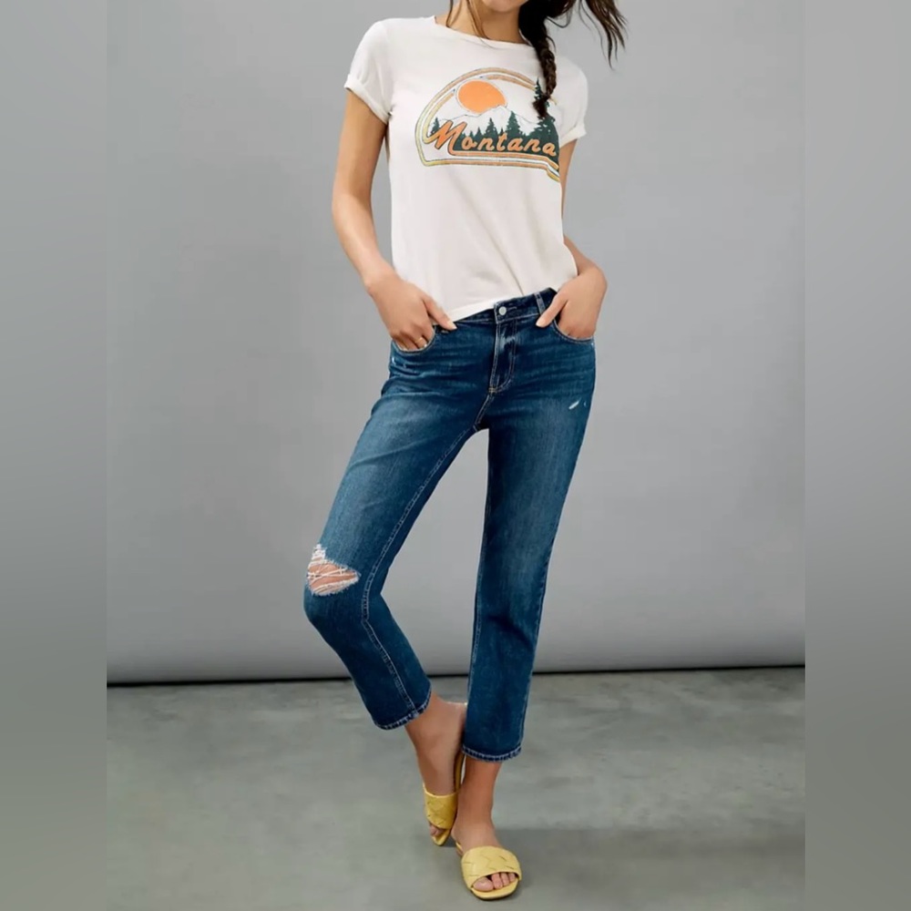 Paige Denim Brigitte High Rise Slim Boyfriend Jeans Blaine Destructed Size 25